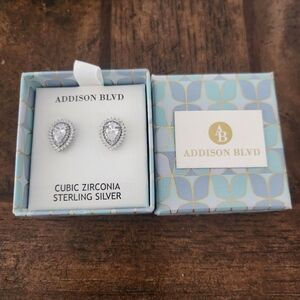 Addison Blvd Cubic Zirconia 925 Sterling Silver Earrings NEW